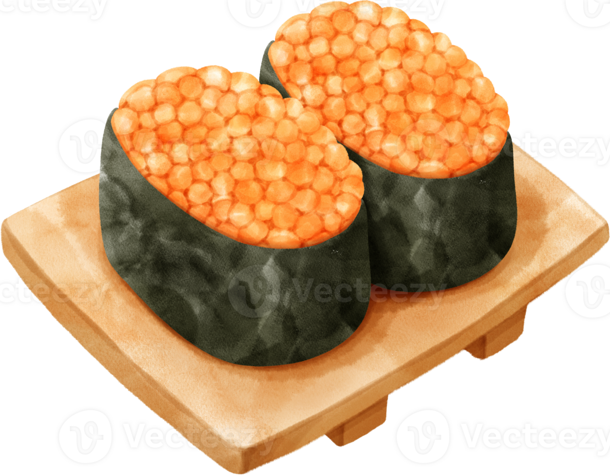 Watercolor Sushi with Caviar png
