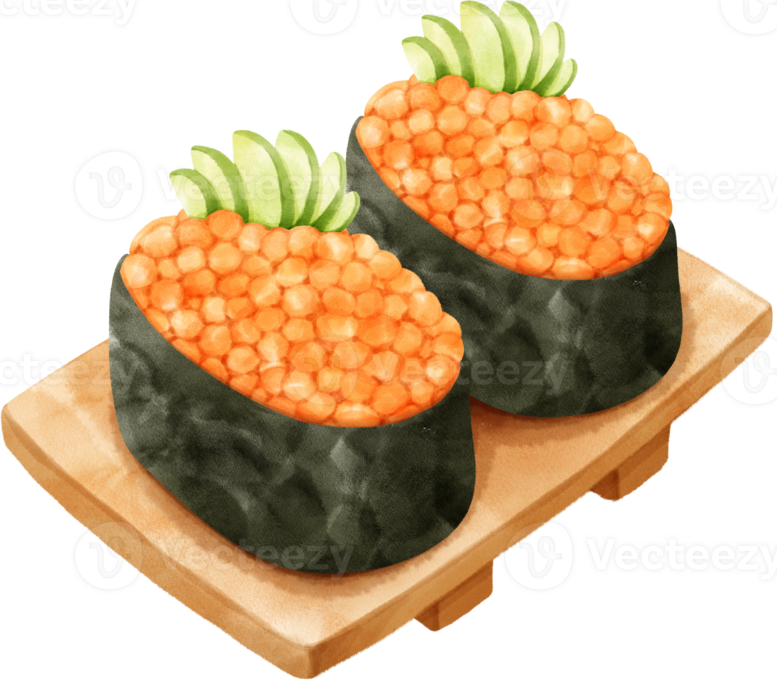 Watercolor Sushi with Caviar png