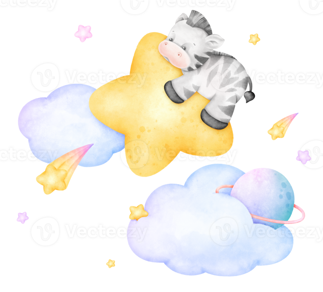 Cute cartoon outer space. Zebra png