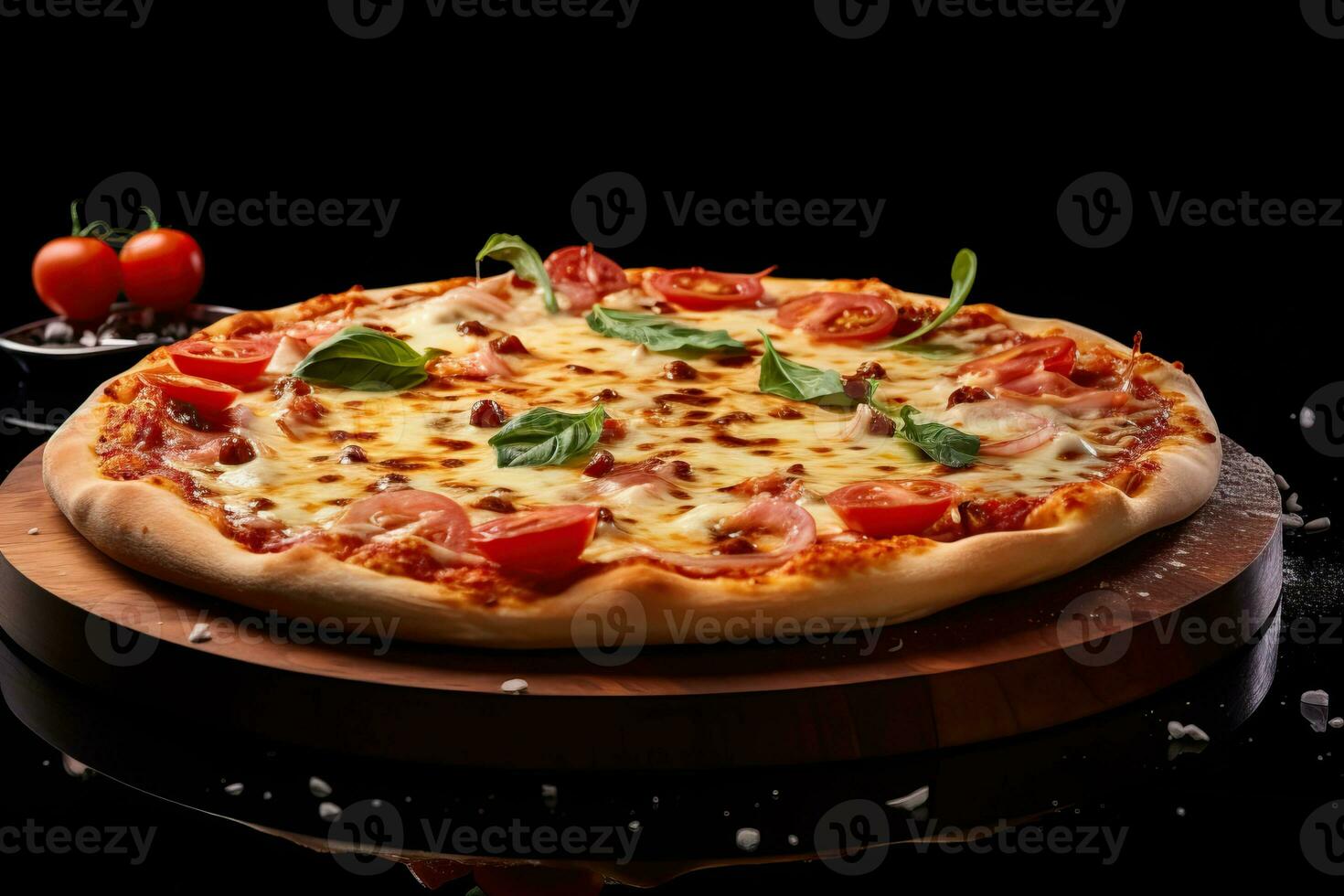 Pizza margarita on black background. Napoleon Italian Pizza photo
