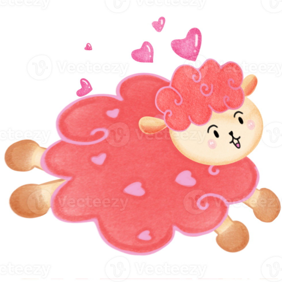 Cartoon sheep drawing for valentines day can be used in a variety of media and designs. png