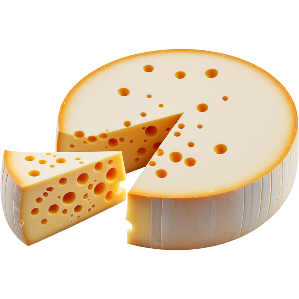 Realistic sliced round cheese. AI Generative png