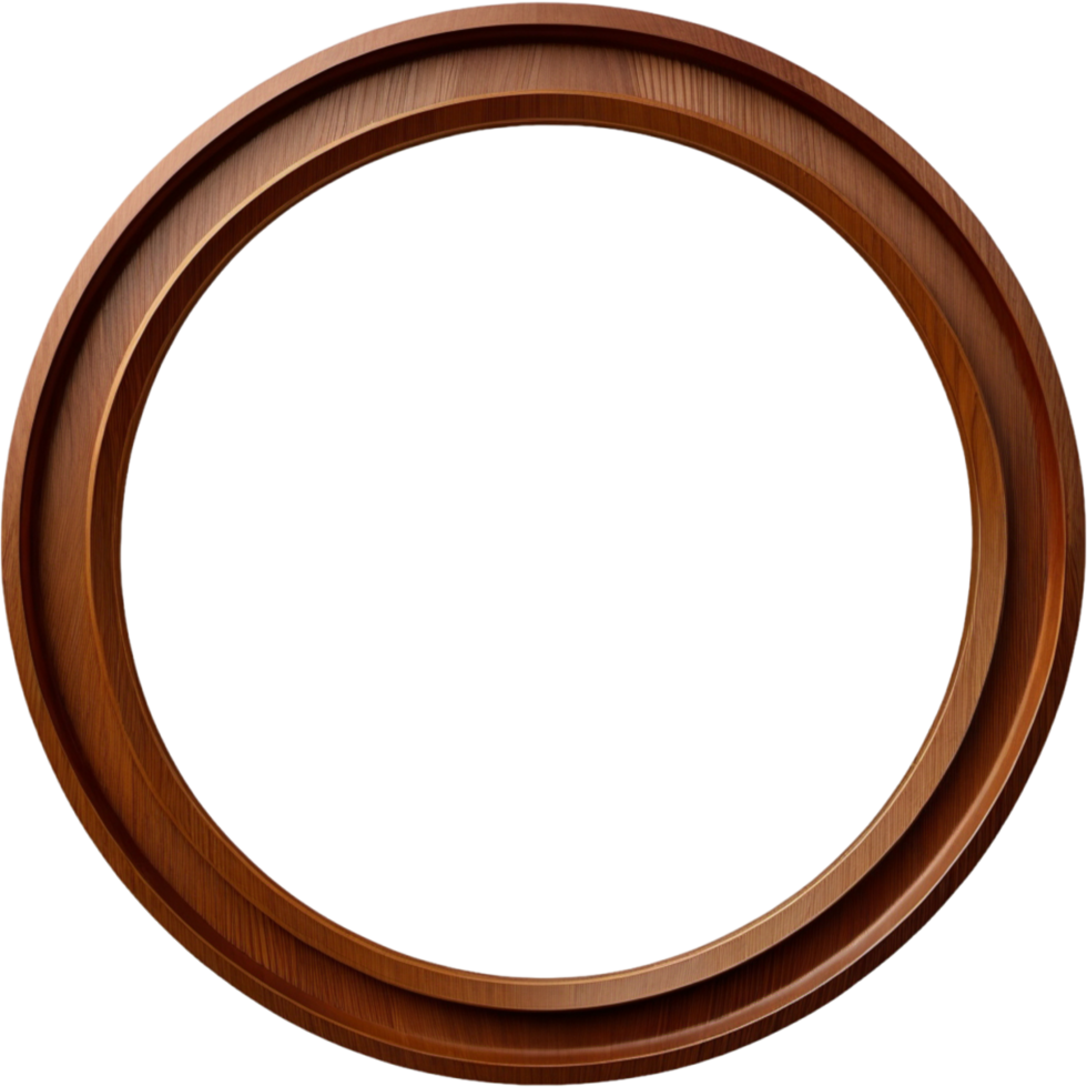 Round wooden picture frame. AI Generative png