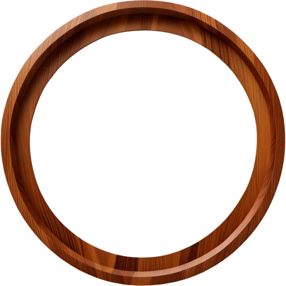 Round wooden picture frame. AI Generative png