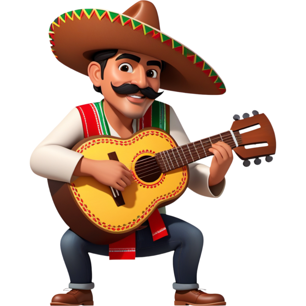 Mexican playing guitar. AI Generative png