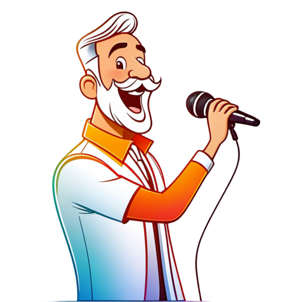 Singer man character cartoon. AI Generative png
