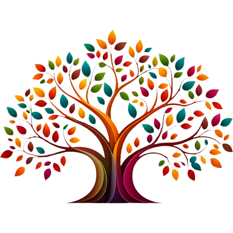 Tree with colorful leaves. AI Generative png