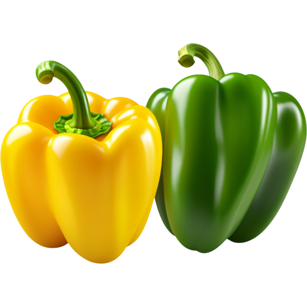 Realistic green and yellow pepper. AI Generative png