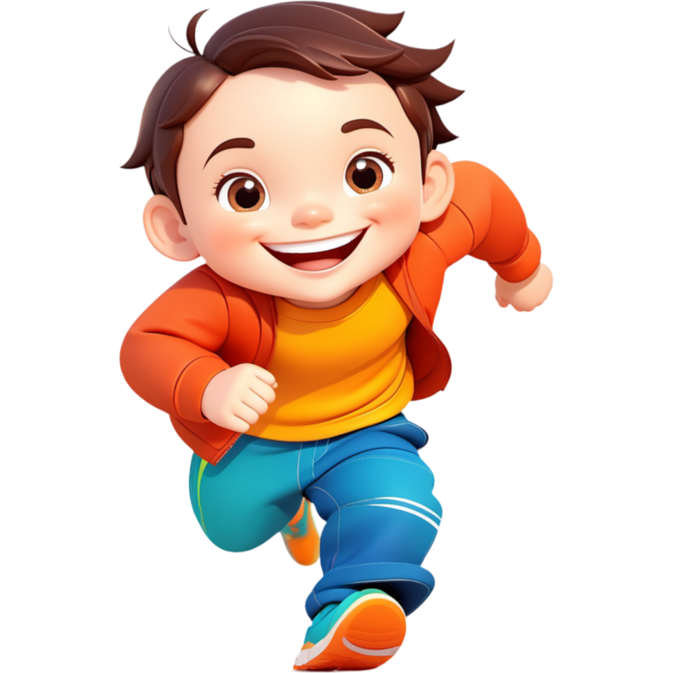 Smiling boy running. AI Generative png