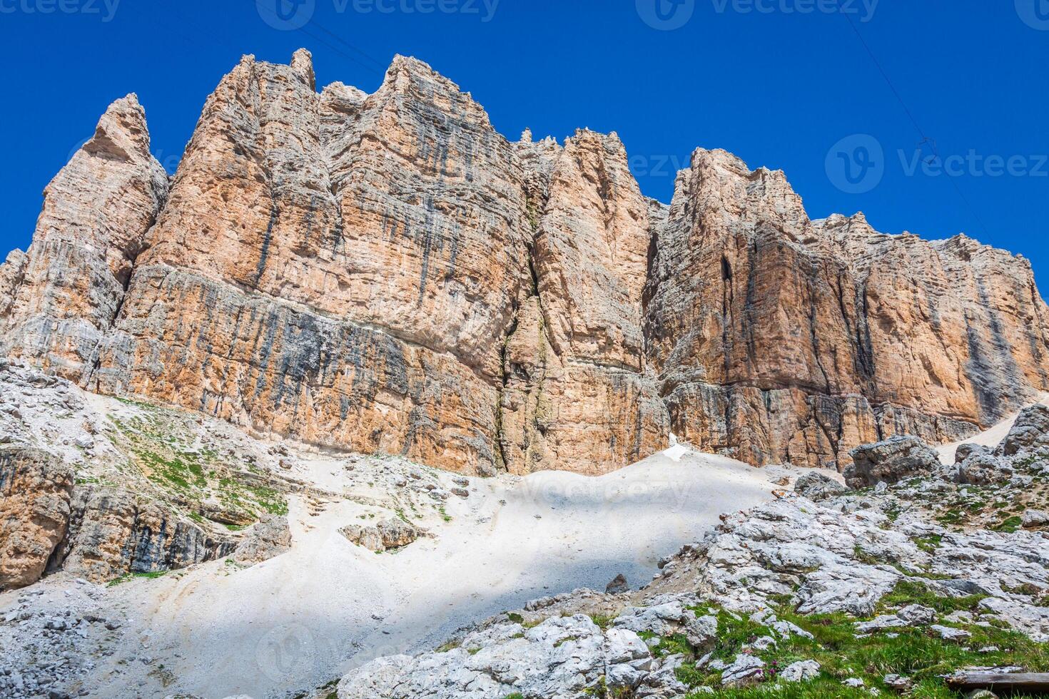 Sass Pordoi south face 2952 m in Gruppo del Sella, Dolomites mountains in Alps photo