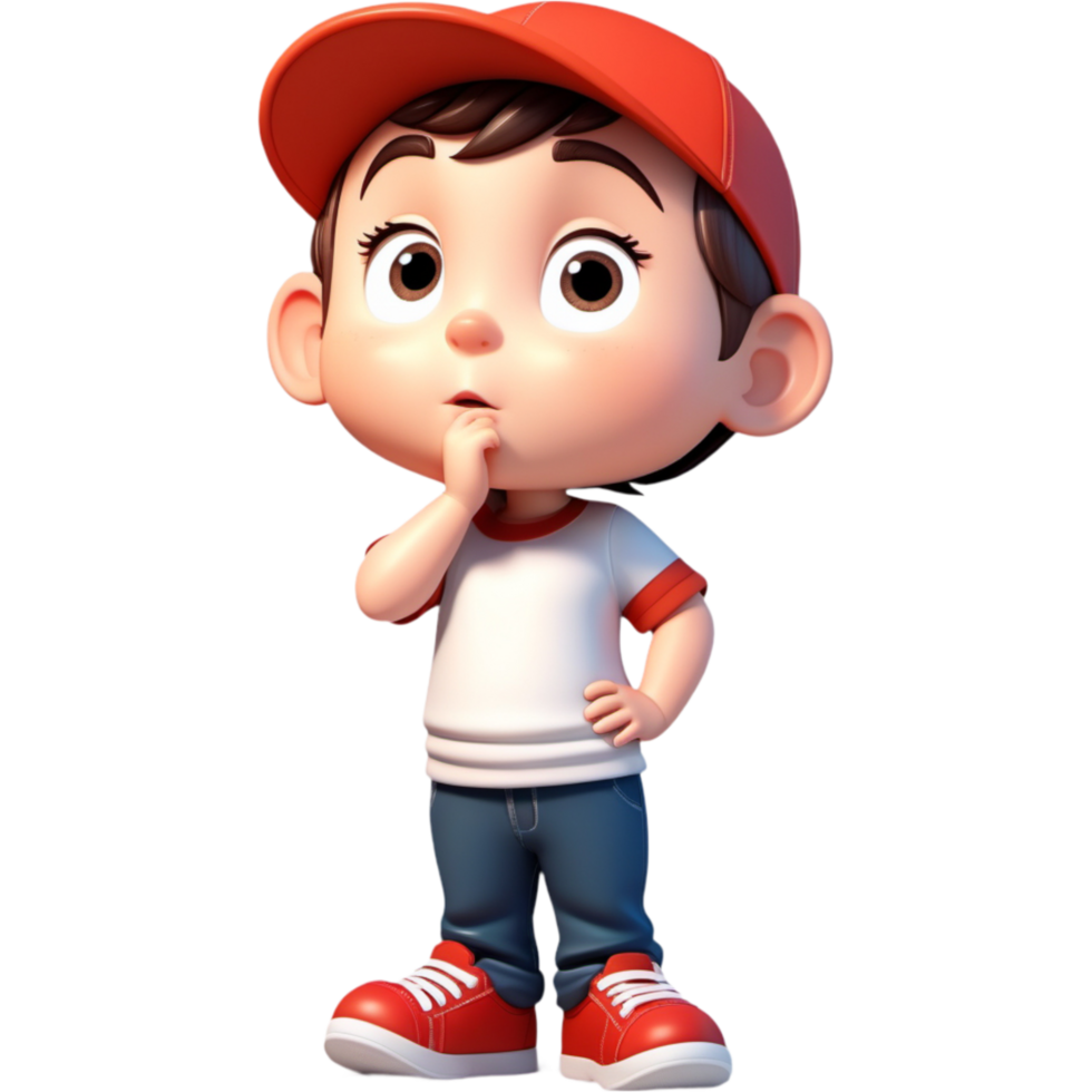 Cute boy thinking. AI Generative png