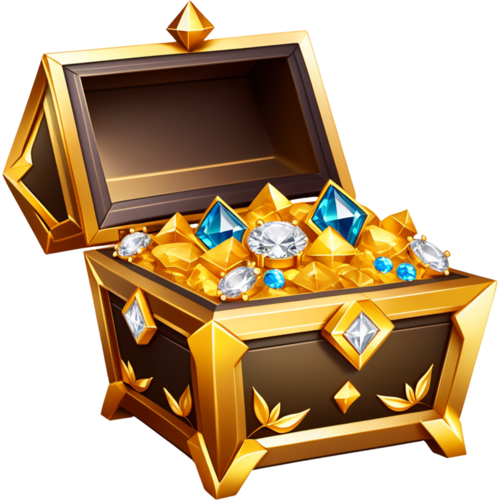 Realistic treasure box with gold and diamonds. AI Generative png