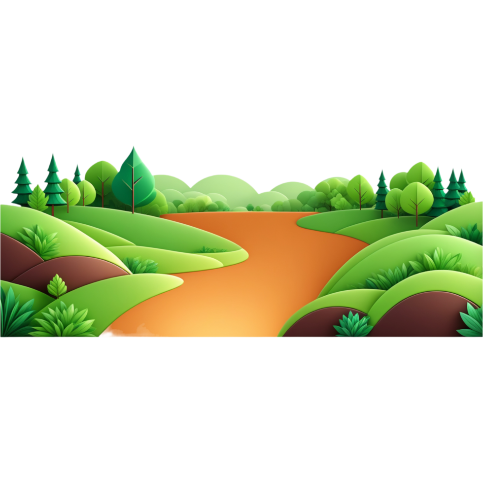 Cartoon nature green view. AI Generative png