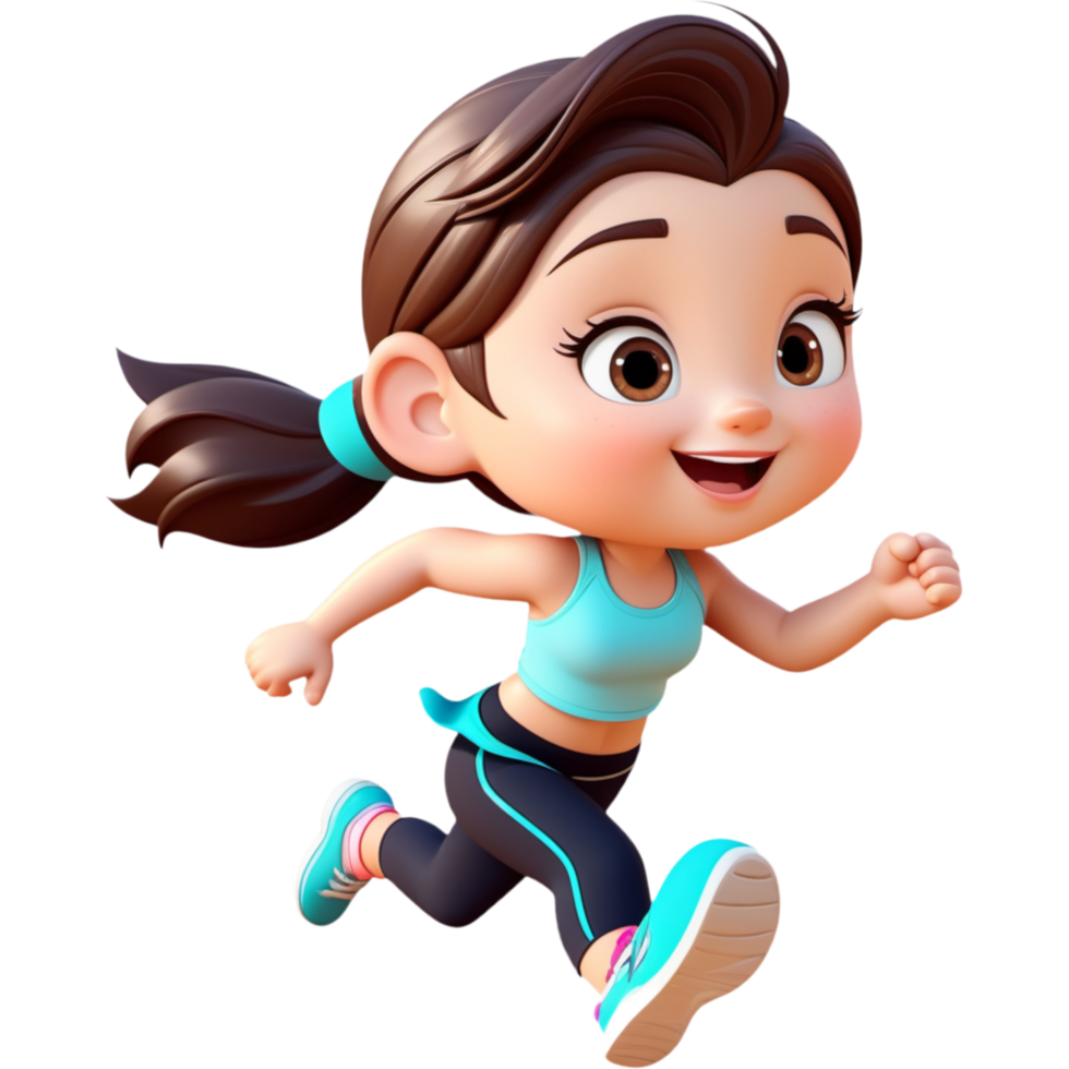 Cartoon girl running. AI Generative png
