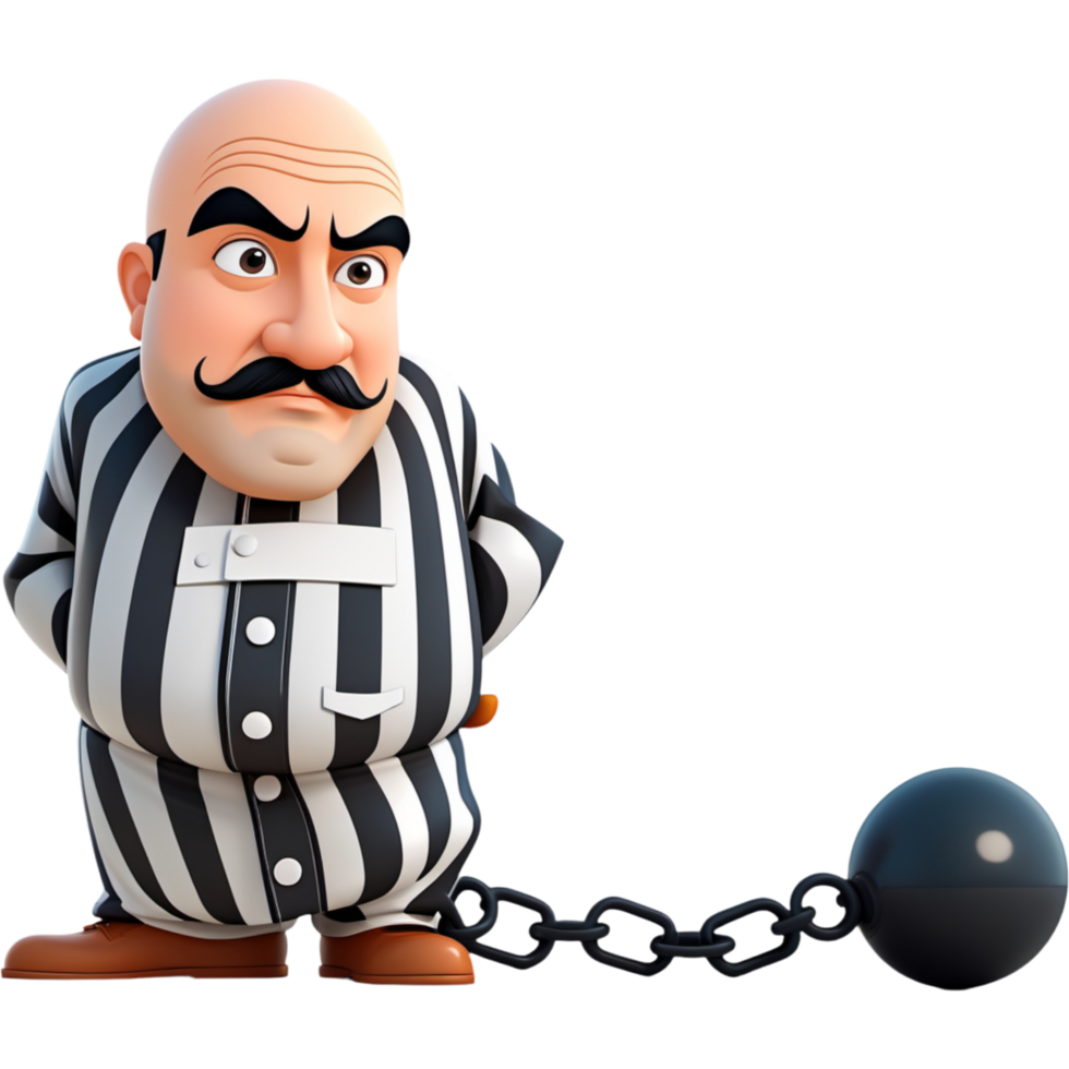 Prisoner cartoon design. AI Generative png
