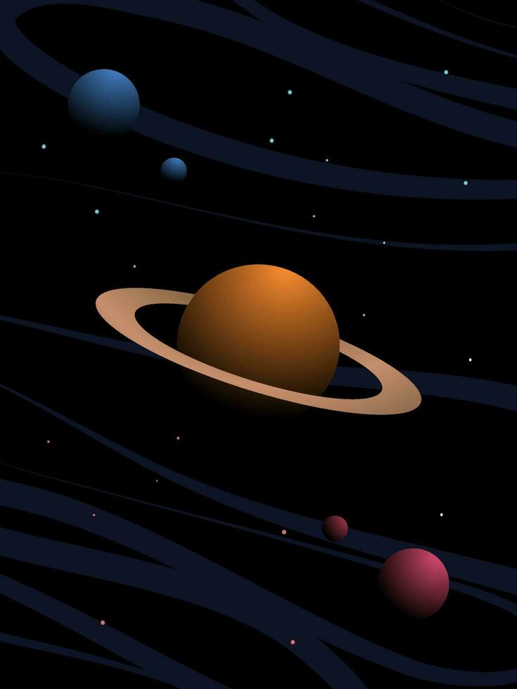 Vector space background with Saturn