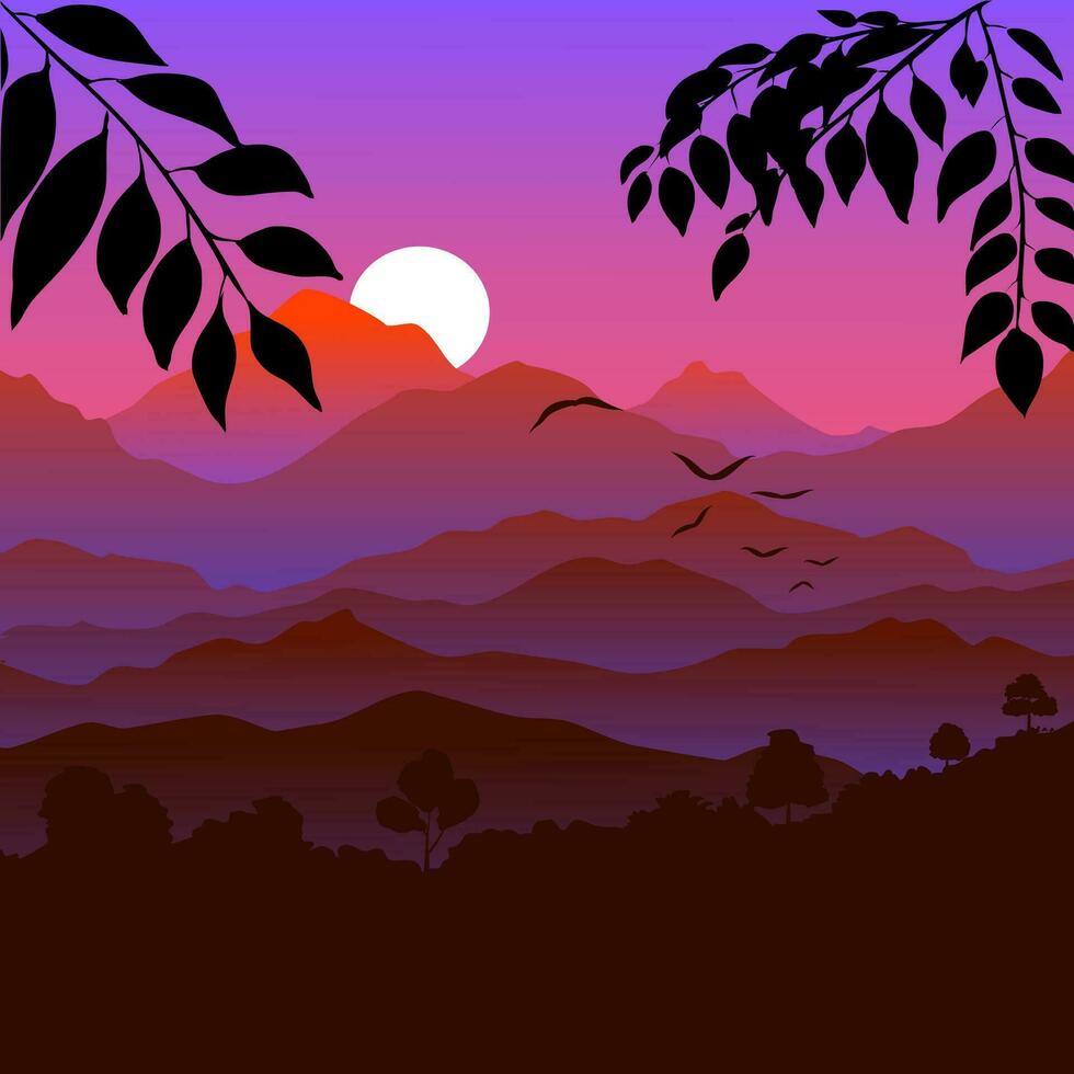 Beautiful mountain landscape wallpaper background vector