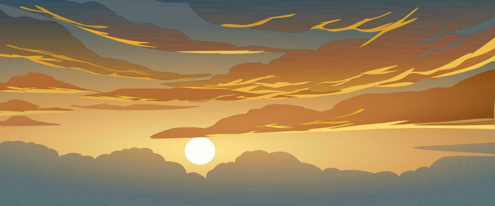 Vector sunset sky background illustration