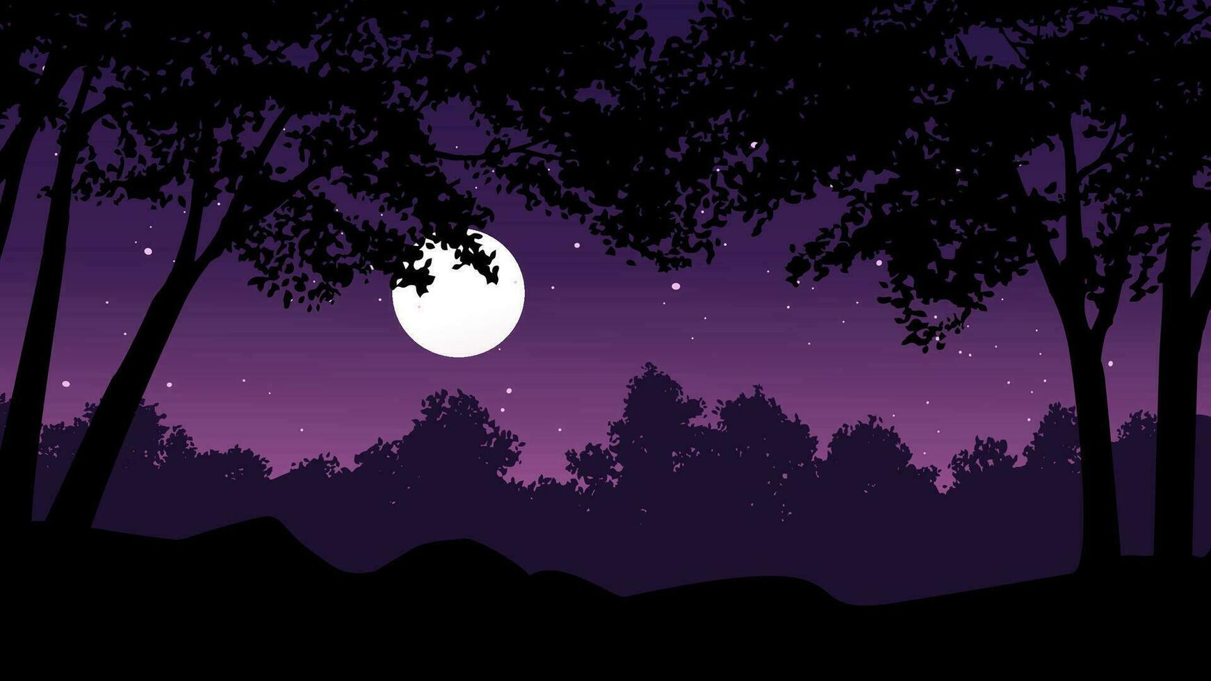 Calm night in forest vector background