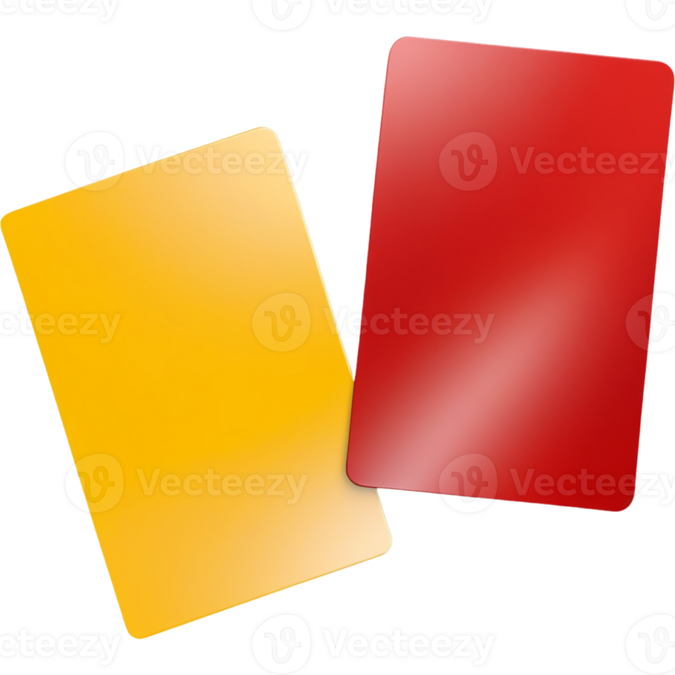 Realistic football red and yellow card. AI Generative png