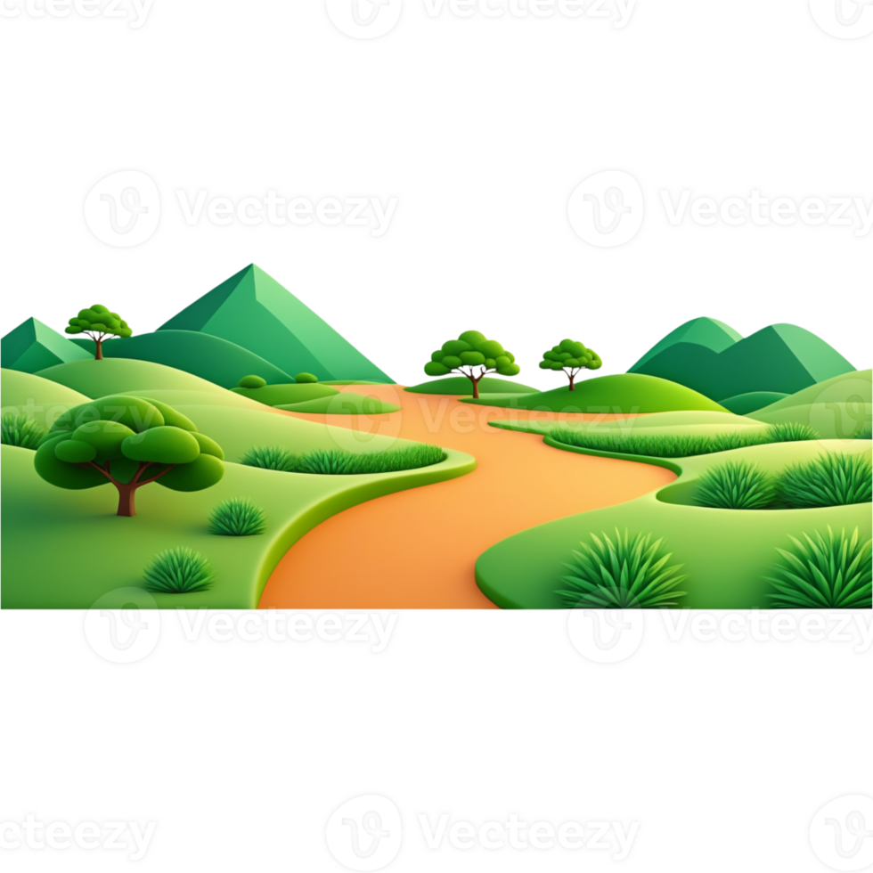 Cartoon nature green view. AI Generative png