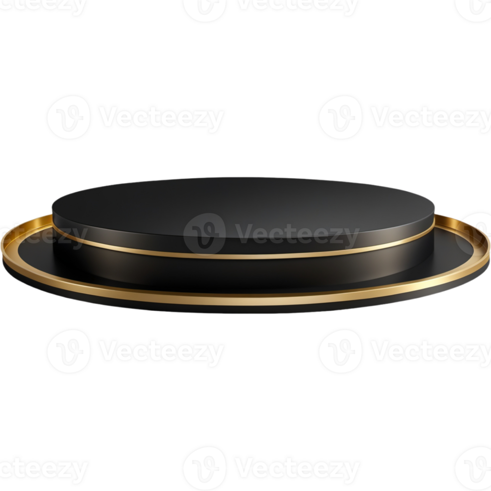 Realistic black gold podium podium. AI Generative png