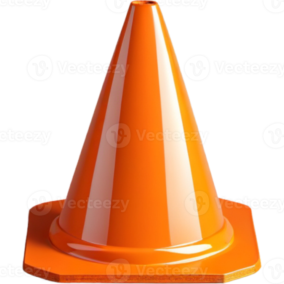 Realistic orange traffic cone. AI Generative png