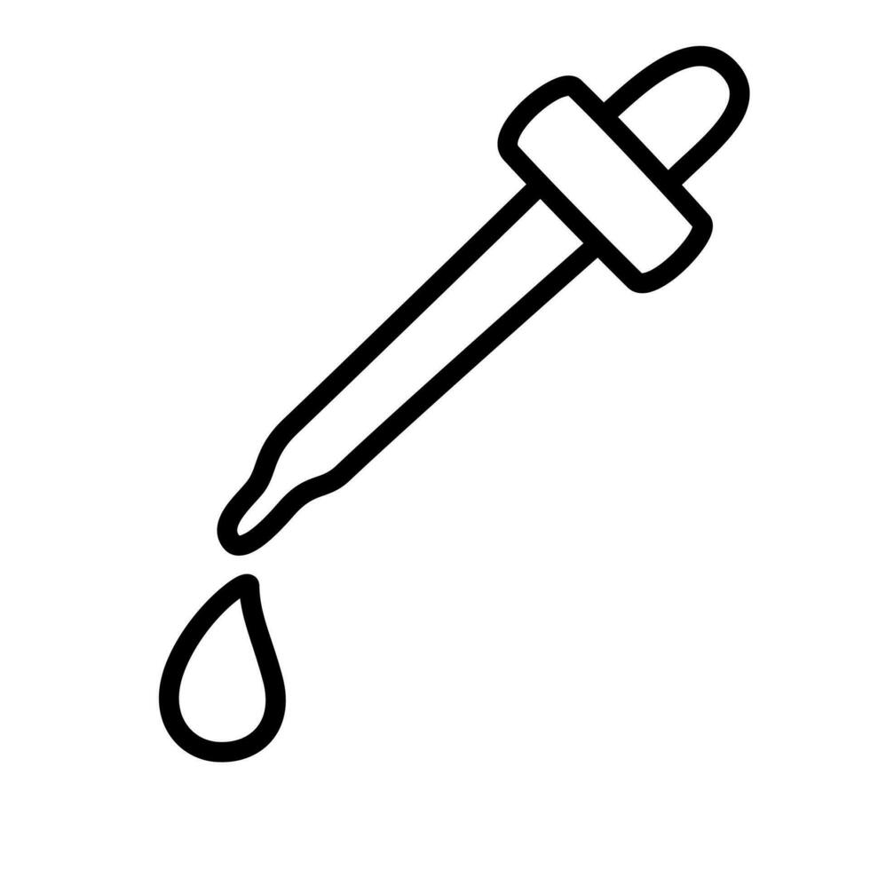 Dropper icon. Pipette with serum or oi, Skin care line icon. Outline signs for skincare products property. Editable Stroke. Vector Illustration
