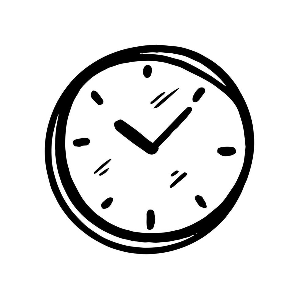 garabatear mano dibujado reloj, tiempo. Temporizador. rápido, velocidad, alarma, hora gestión, icono símbolo ilustración vector