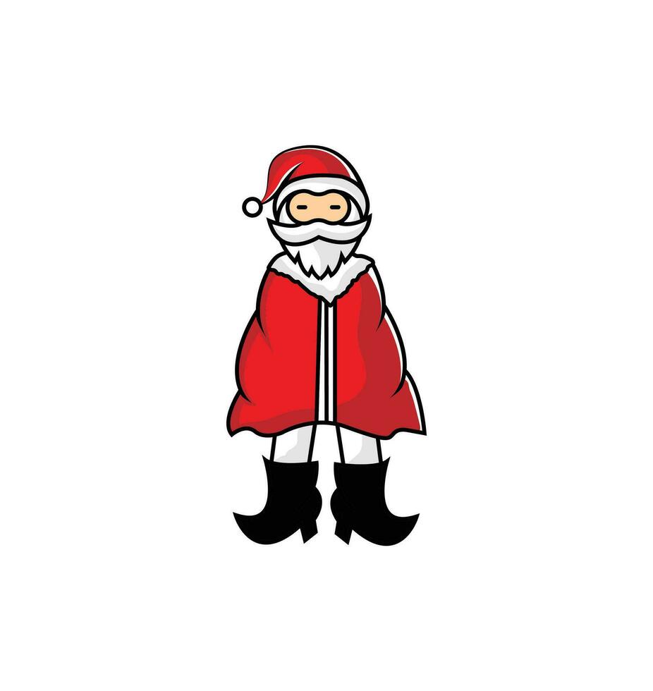 Cartoon Santa Claus for Your Christmas and New Year greeting Design or Animation. Cartoon holiday character. Santa Claus stand and holding his gift bag. Cute Santa Claus vector illustration.