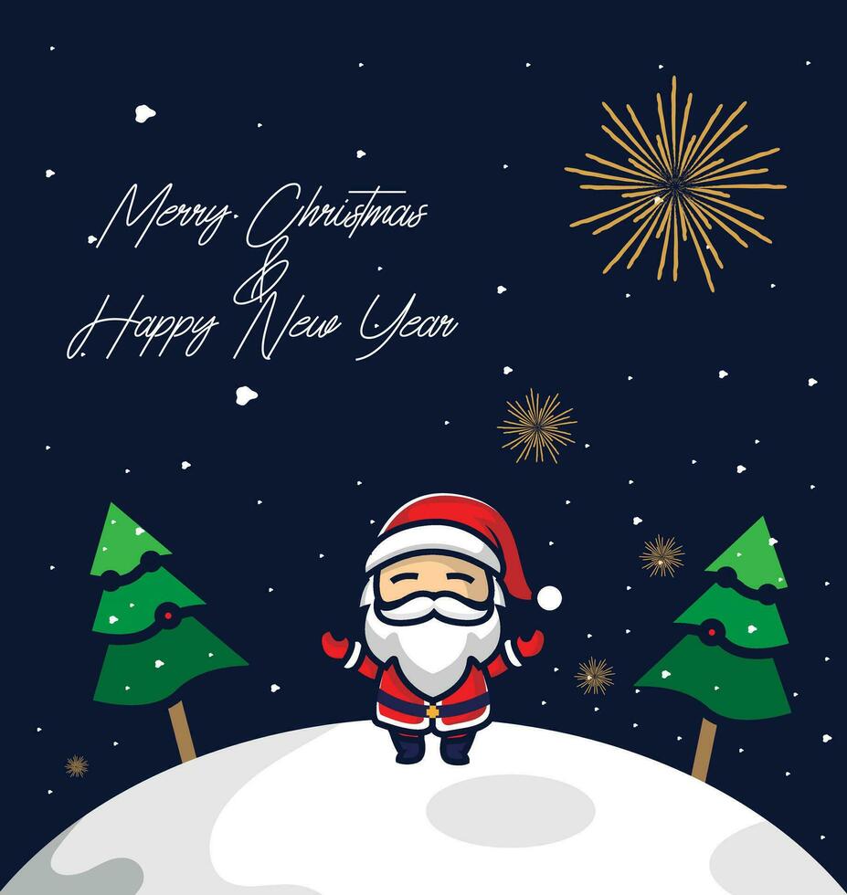 santa claus mascot merry chrismas and happy new year vector