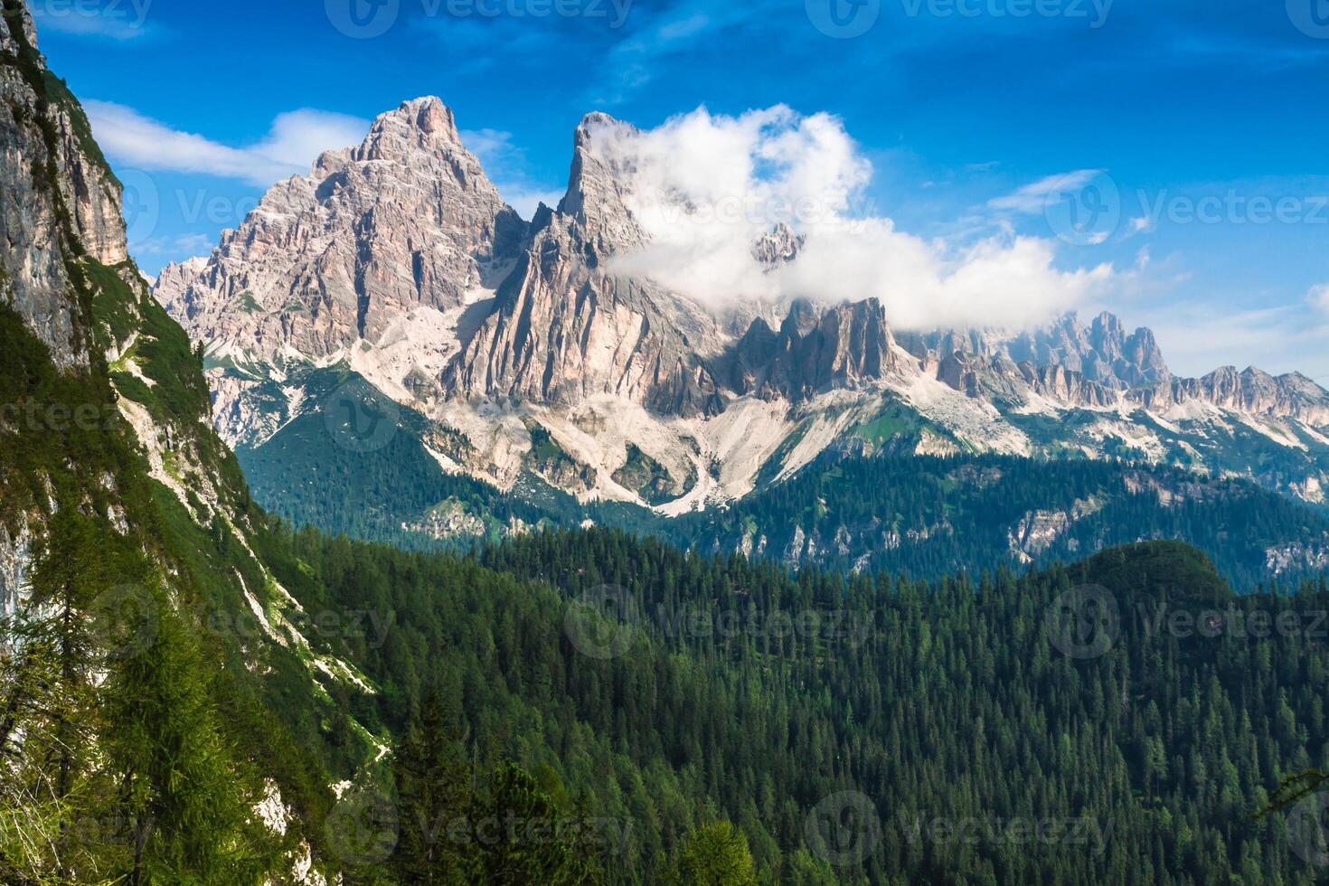 National Park panorama and Dolomiti mountains in Cortina d'Ampezzo, northern Italy photo