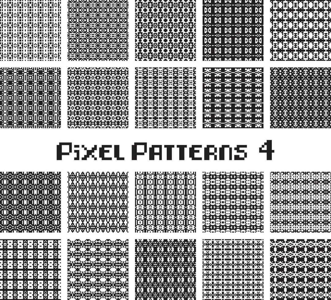 patrón de píxeles sin costuras, color blanco y negro. patrones establecidos en diseño retro. vector
