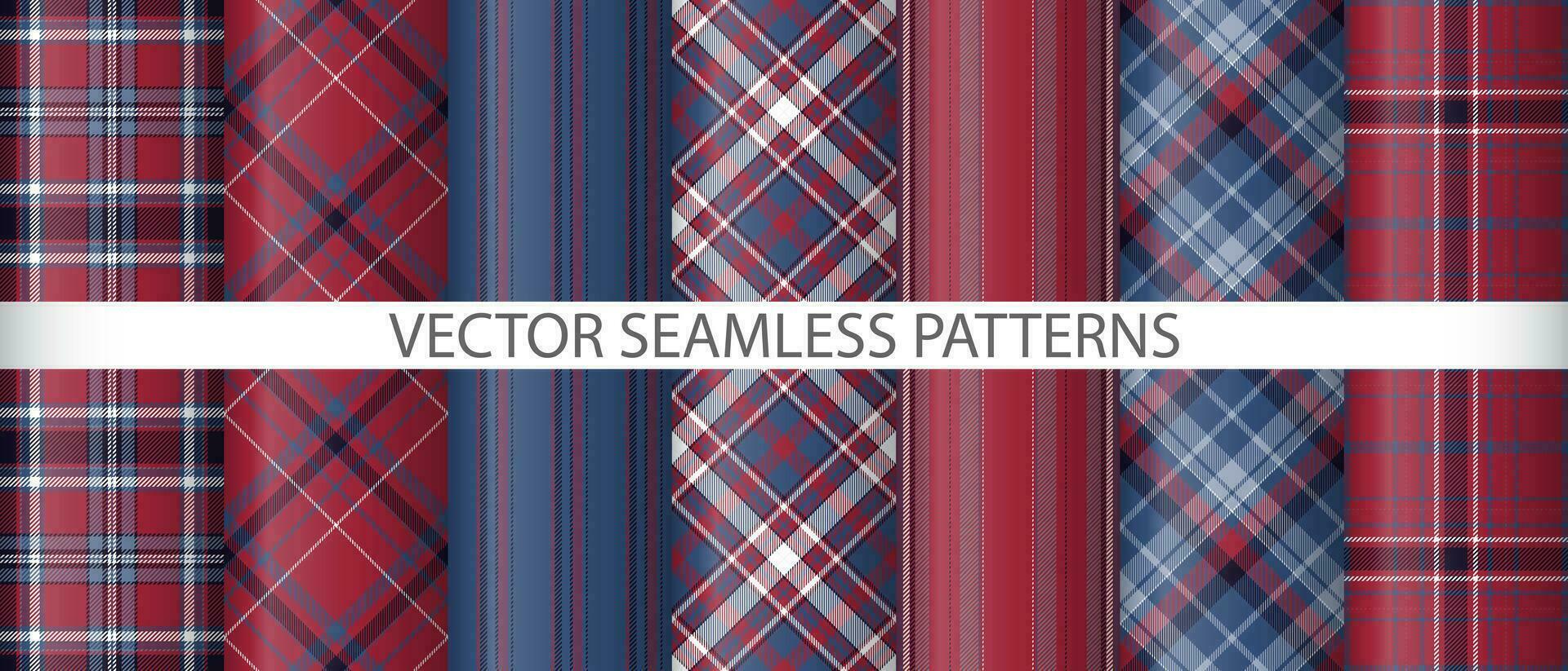 Set plaid check pattern. Textile vector background. Seamless fabric texture tartan.