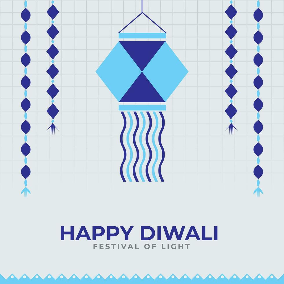 Happy Diwali lamp and element design vector