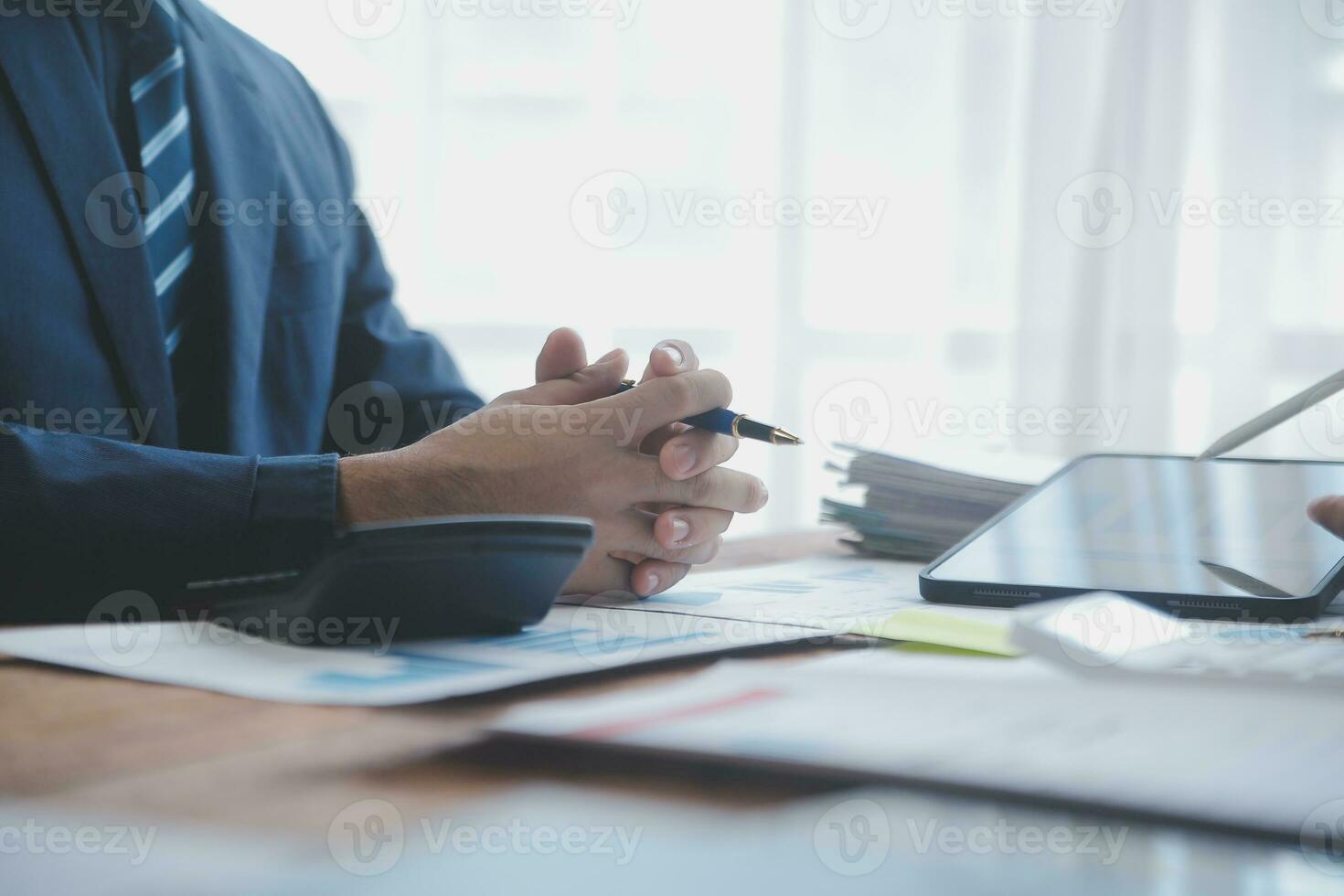 Team of business people working together in the meeting room office, teamwork background charts and graphs banner, double exposure successful teamwork,business planning concept. photo