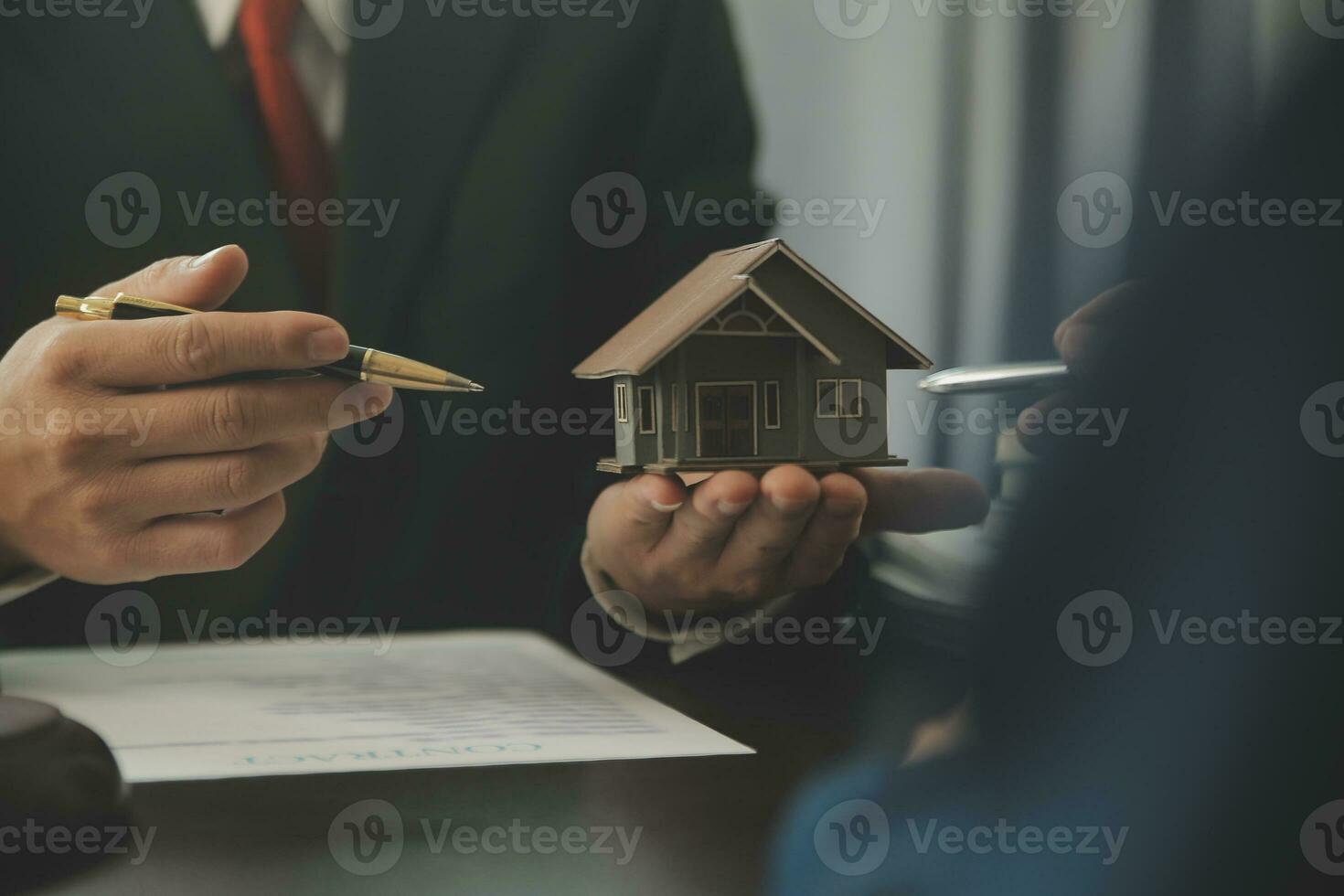 Lawyer, legal advisor, businessman brainstorming information on agreement details Business contracts in legal processing books for accuracy in contract documents. joint financial investment. photo