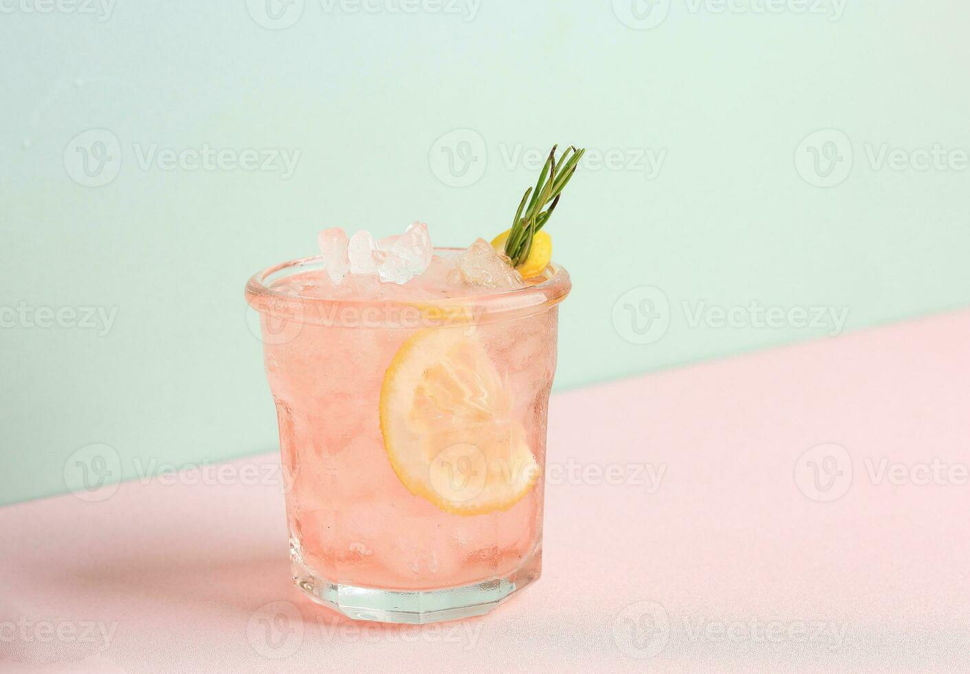 Pink Alcoholic Rose Lemon Beverage or Lemonade photo