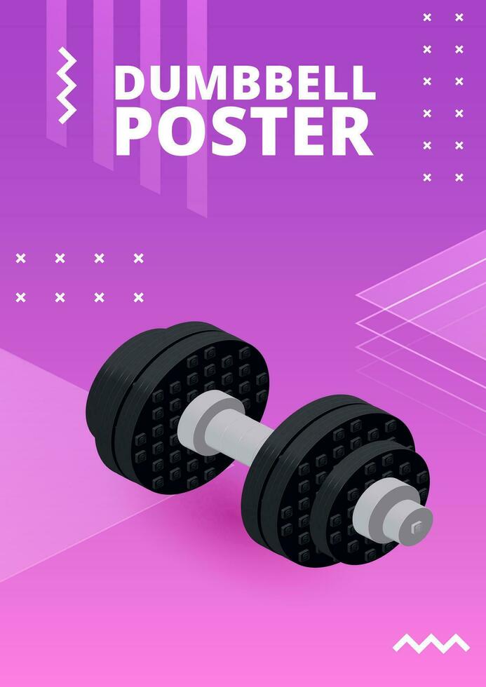 Poster with dumbbells for print and design. Vector illustration.