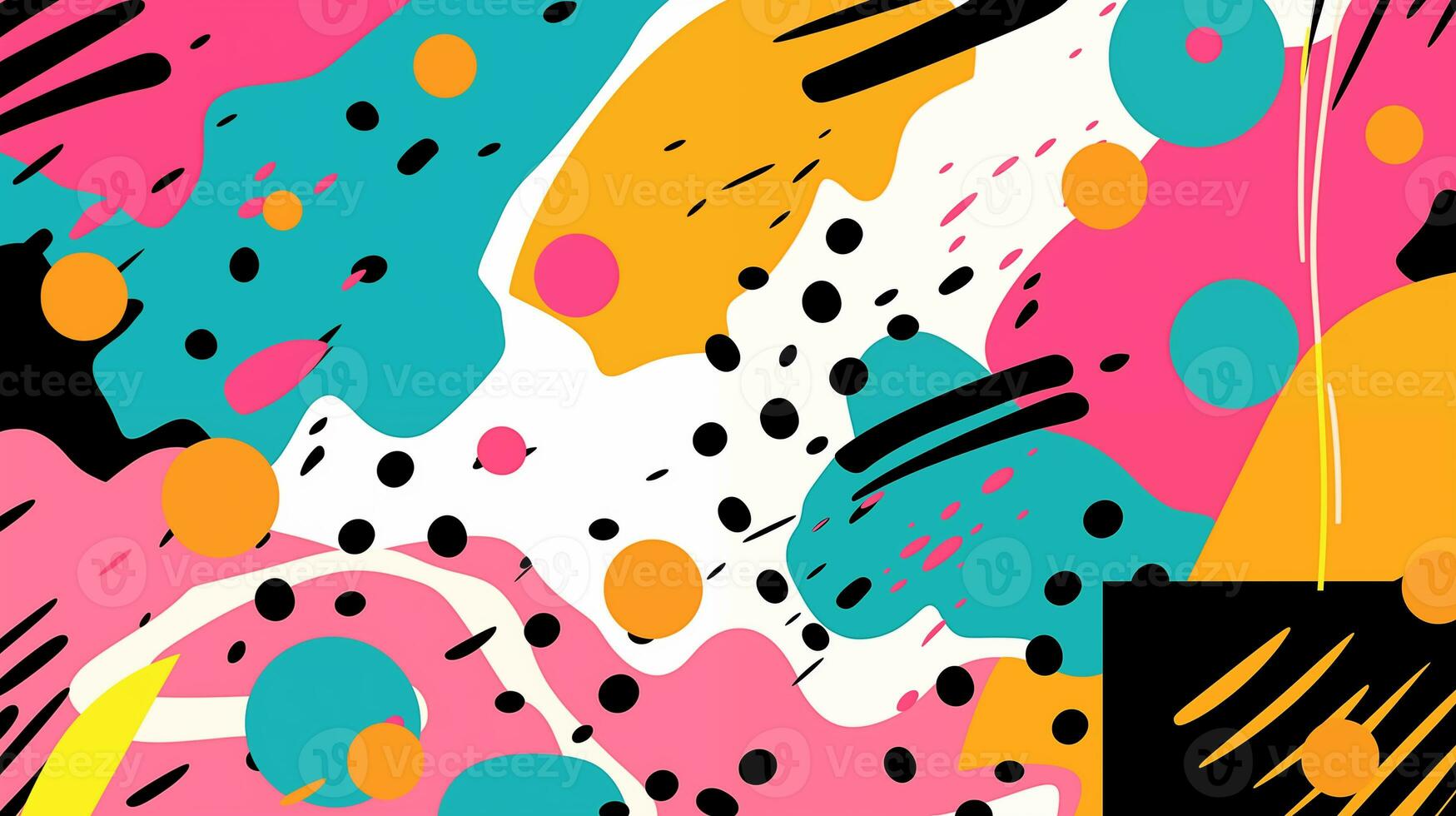 AI Generated Abstract pop art color paint splash pattern background. Geometric design of trendy Memphis 80s-90s style. photo