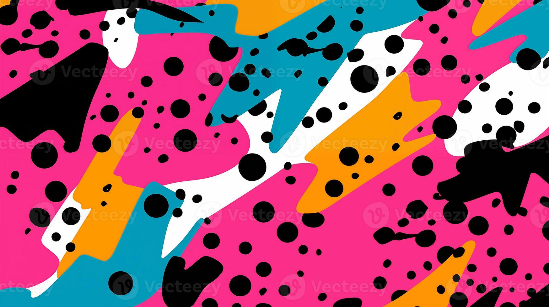 AI Generated Abstract pop art color paint splash pattern background. Geometric design of trendy Memphis 80s-90s style. photo