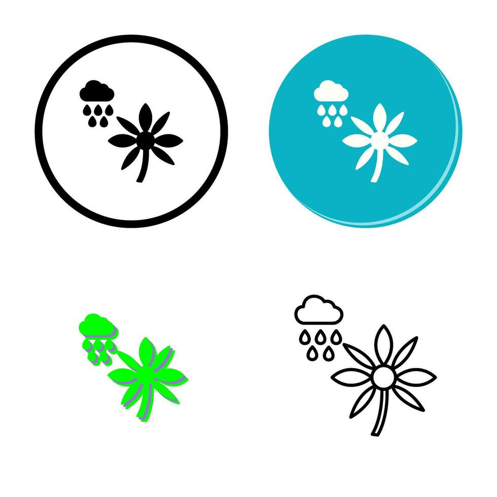 Flower with rain Vector Icon