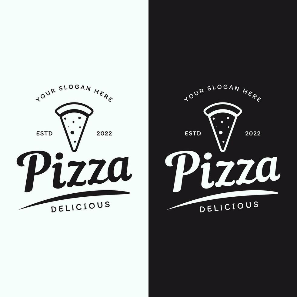 retro Clásico Pizza o pizzería logo modelo diseño con cruzado palas.logo para negocio, restaurante, etiqueta y insignia. vector