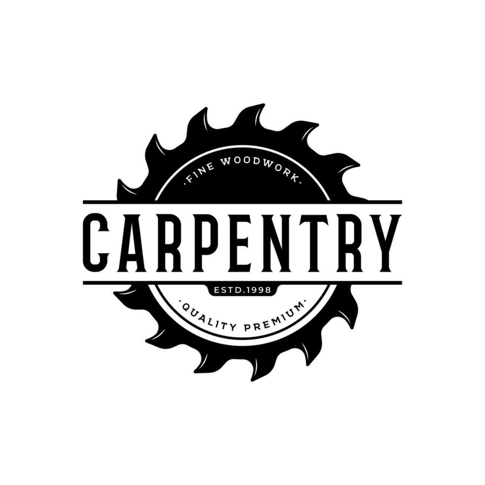 Wood template saw premium logo design with vintage carpentry tools.Logo for business, carpentry, lumberjack, label, badge. vector