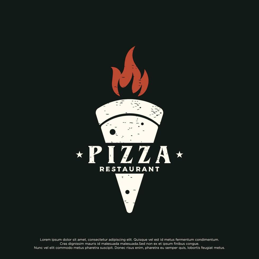 Retro vintage pizza or pizzeria logo template design with crossed shovels.Logo for business, restaurant, label and badge. vector