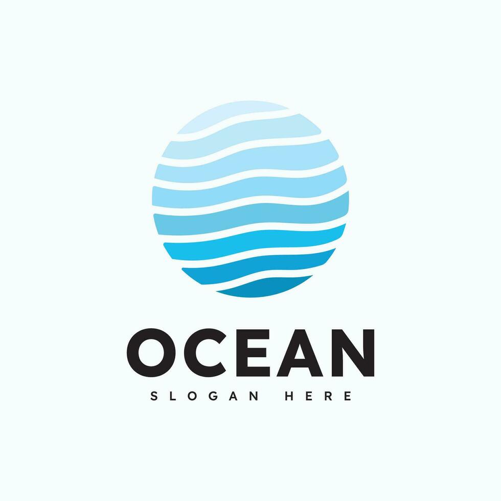 Ocean Wave Logo Template Vector, Ocean simple and modern logo design vector