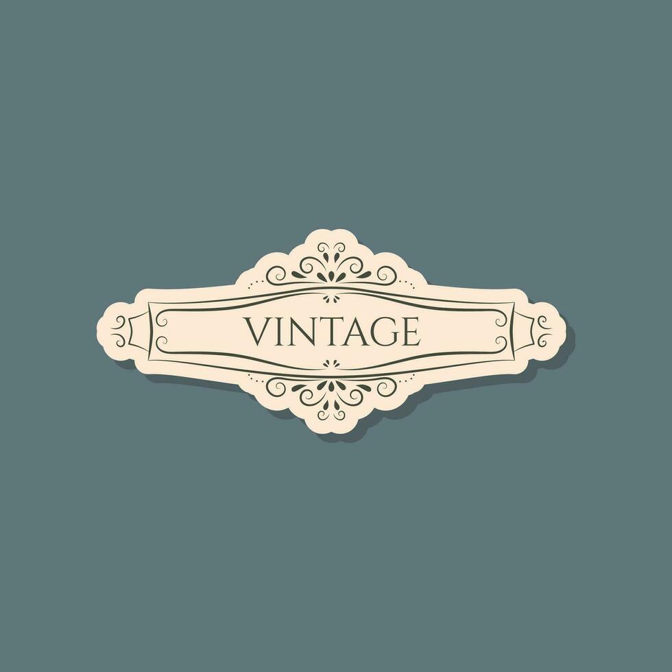 Old vintage banner, isolated design element, frame with ornament. vector