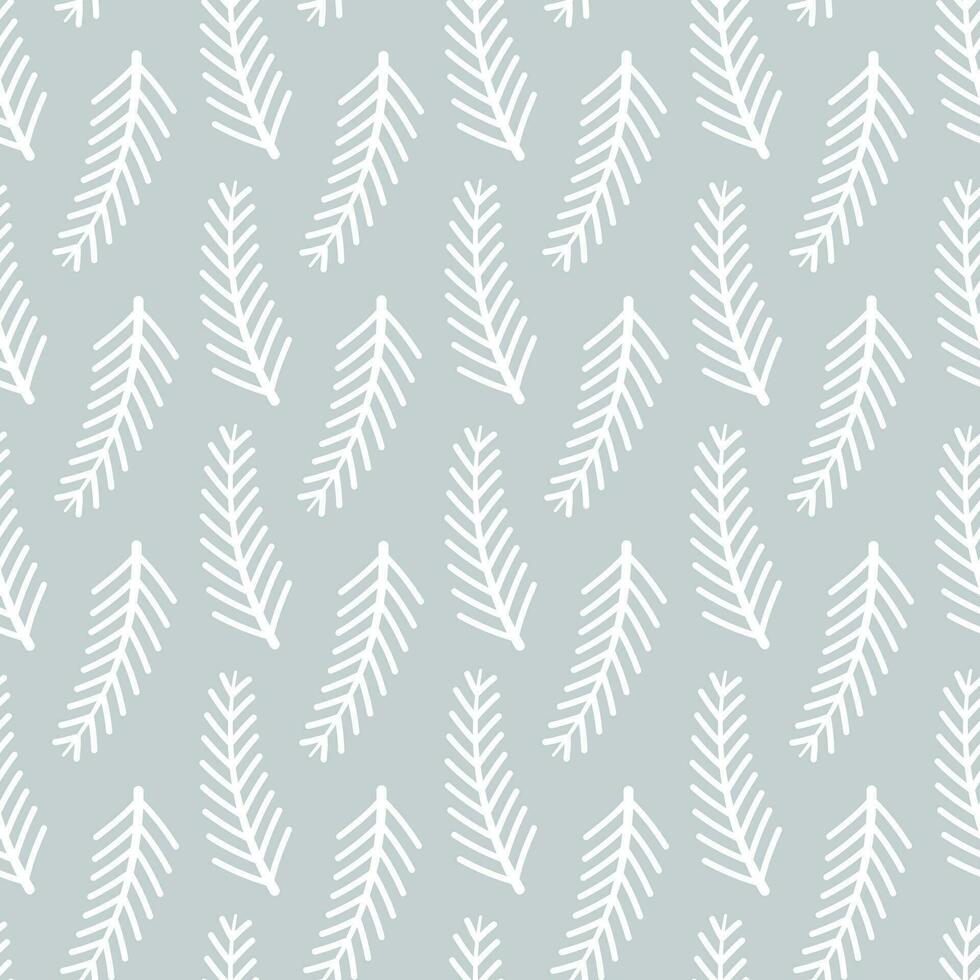 Seamless pattern of doddle Christmas pine tree branches. Design for Christmas home decor, holiday greetings, Christmas and New Year celebration. vector
