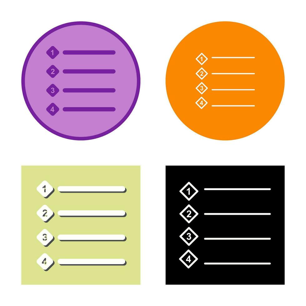 Unique Numbered list Vector Icon