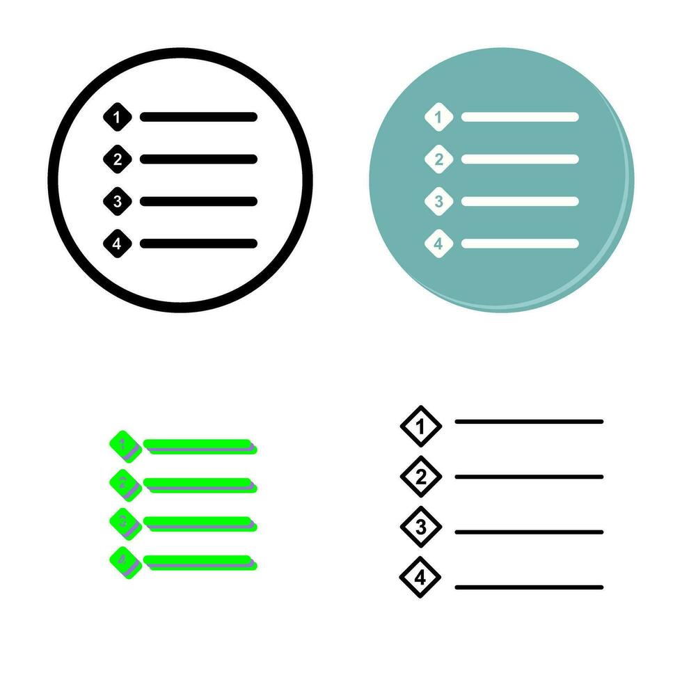 Unique Numbered list Vector Icon